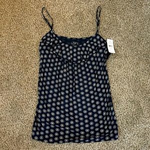 NWT Ann Taylor Loft Navy White Ruffle Cami XS